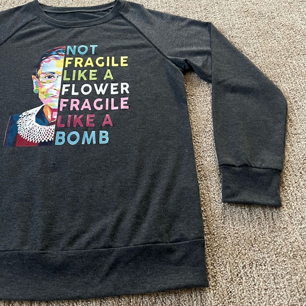 Ruth Bader Ginsburg Grey Motivational Crewneck Sweatshirt - Picture 3 of 6